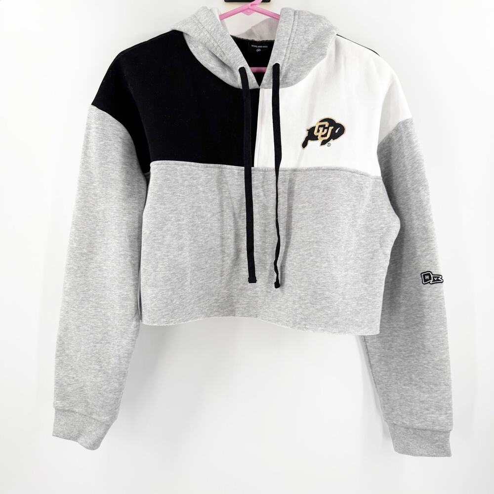 Color Block Cropped Hoodie